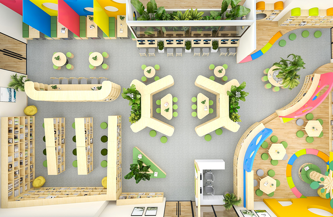 k12 school library 3d design