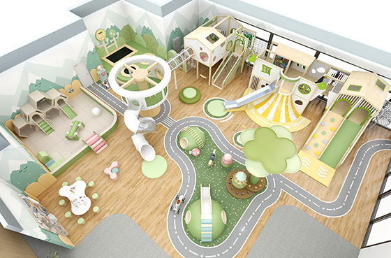 Soft Play & Wooden Combine Indoor Playground Design For Kids Play Cafe